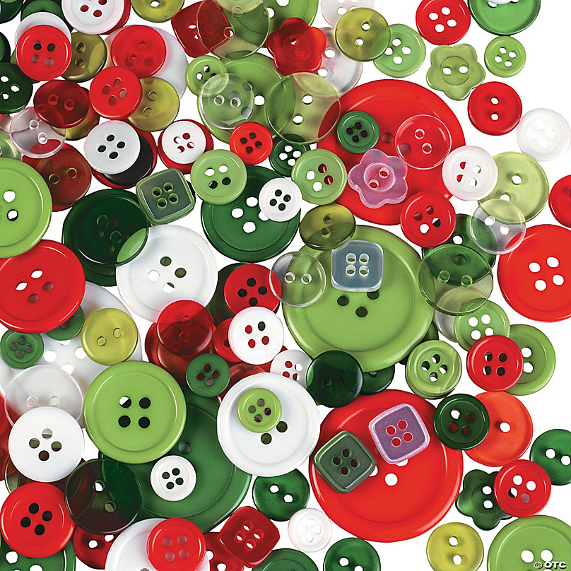  1600Pcs Christmas Craft Buttons Mixed Red Green White