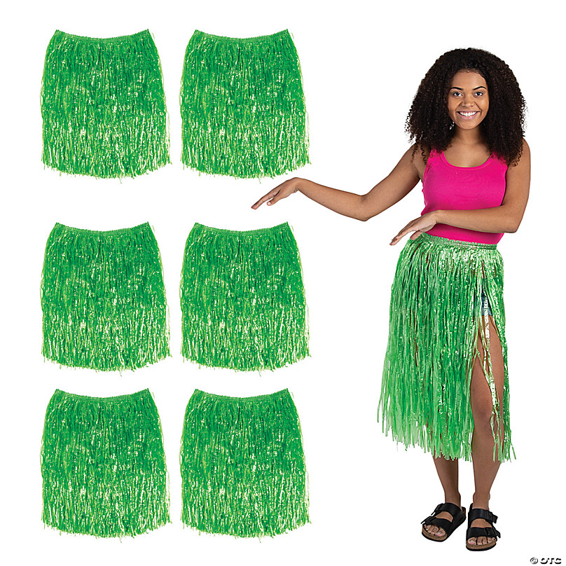 Bulk Adult’s Green Hula Skirts - 12 Pc.