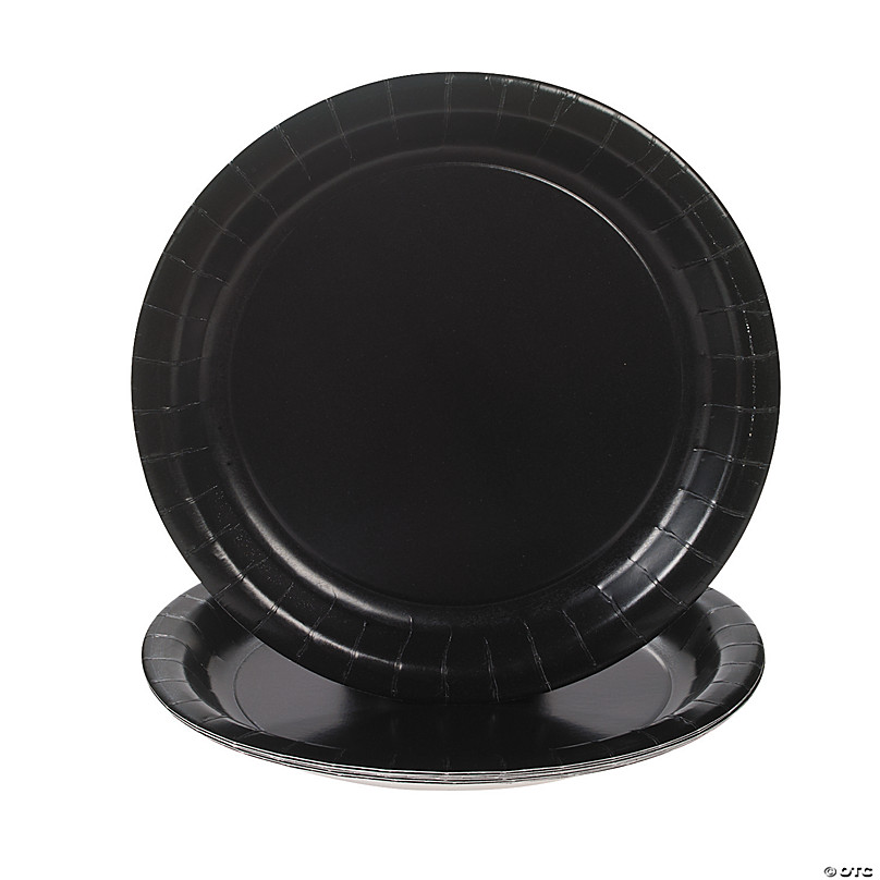 Bulk Black Velvet Paper Dinner Plates 