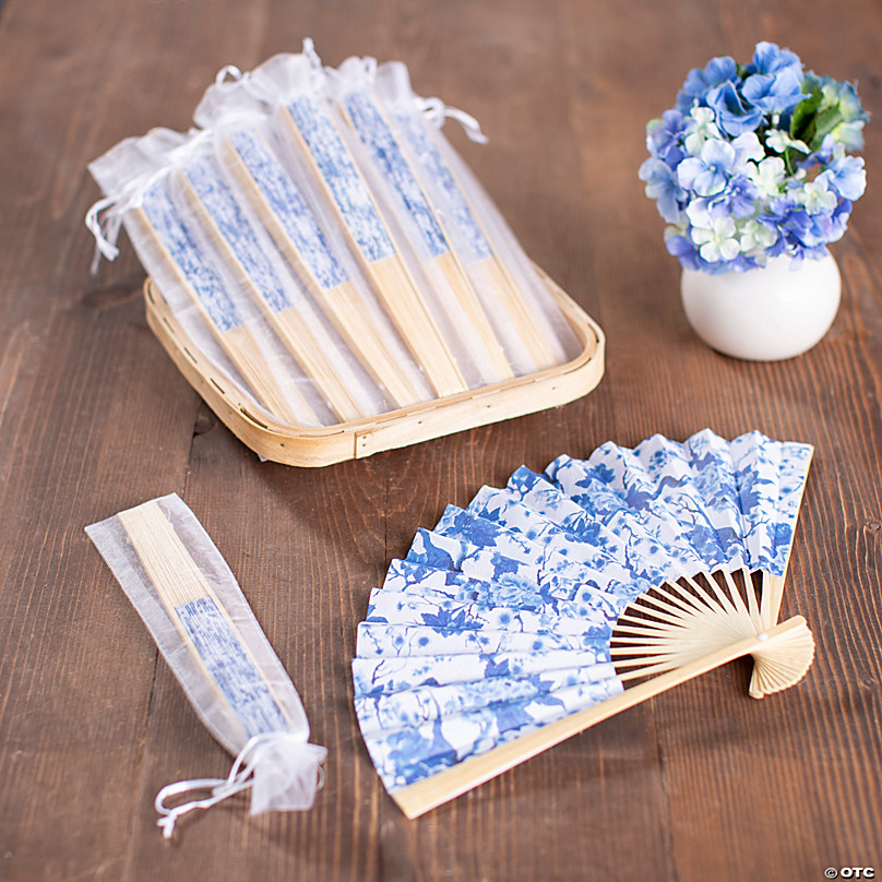 50 Pcs Wedding Hand Fans for Guests with Organza Bags Decorative Bamboo  Folding Fans Bulk Thanks for Coming Fans for Wedding Party Favors Bridal
