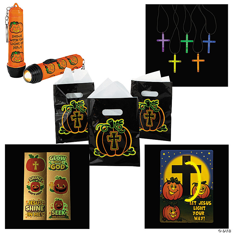 Glow-in-the Dark Christian Pumpkin Bracelets - 12 Pc.