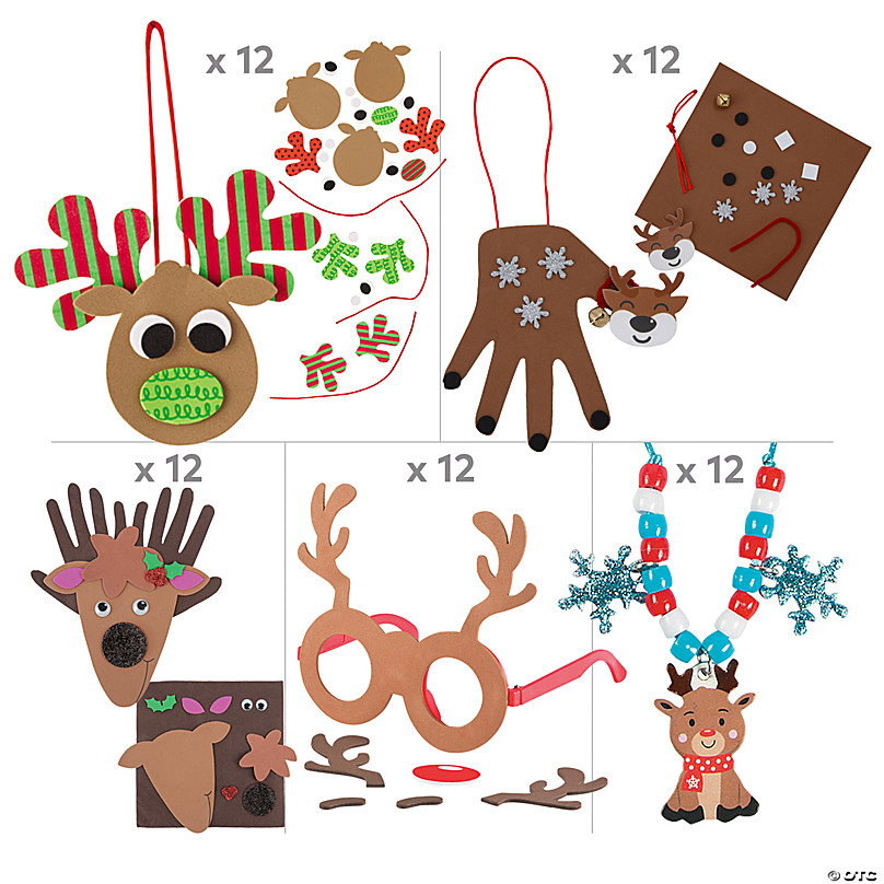 Bulk Makes 60 Christmas Reindeer Craft Kit Assortment