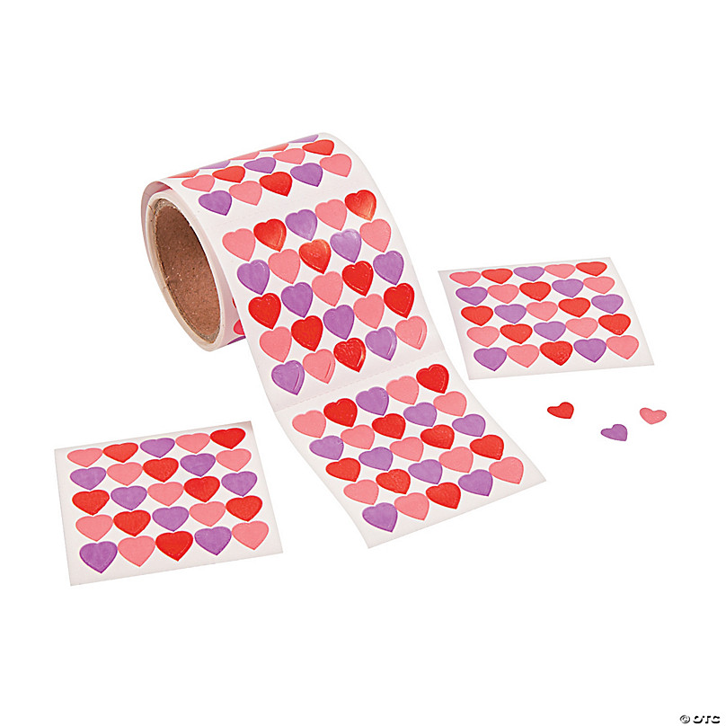 Bulk Mini Heart Big Sticker Roll - 1000 Pc.