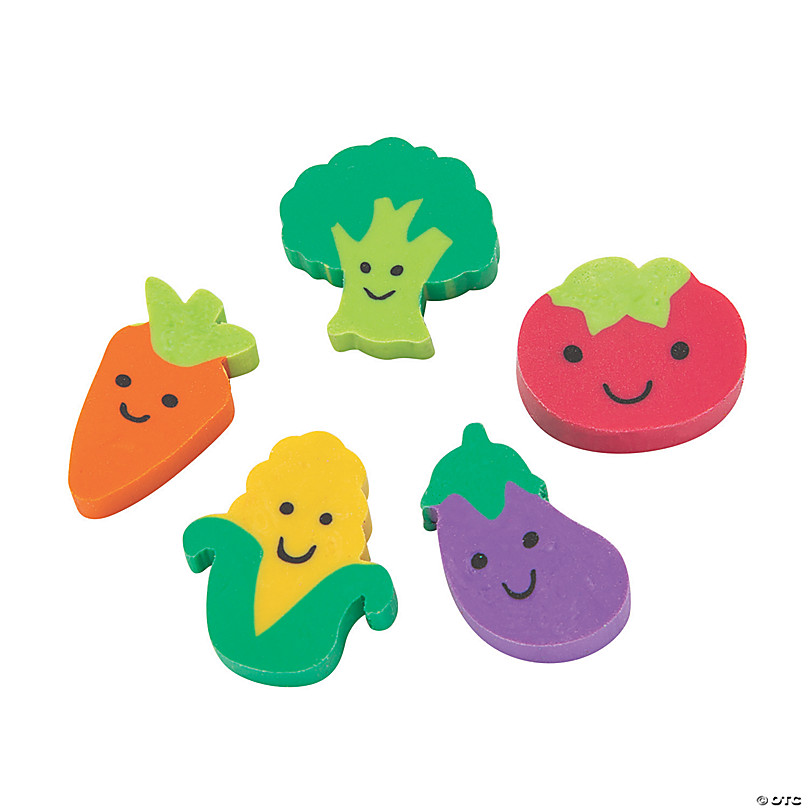 10pc Fruit Vegetable Cute Food Erasers Fun Kids Rubbers Party Gift Bag Fillers