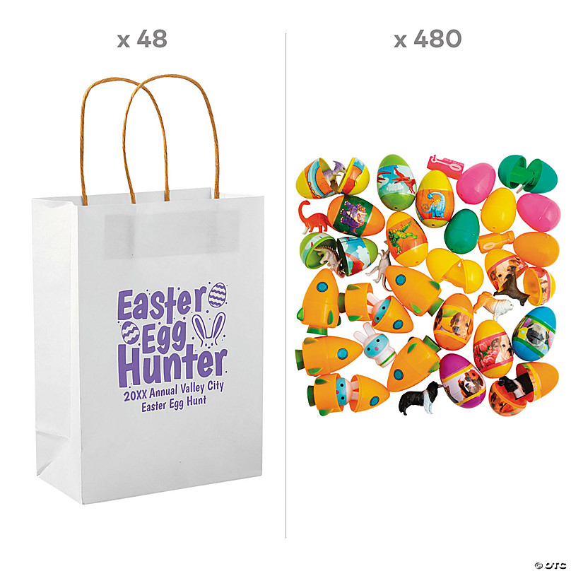 Bulk Personalized Mega Filled Easter Egg Hunt Kit for 48 Oriental Trading