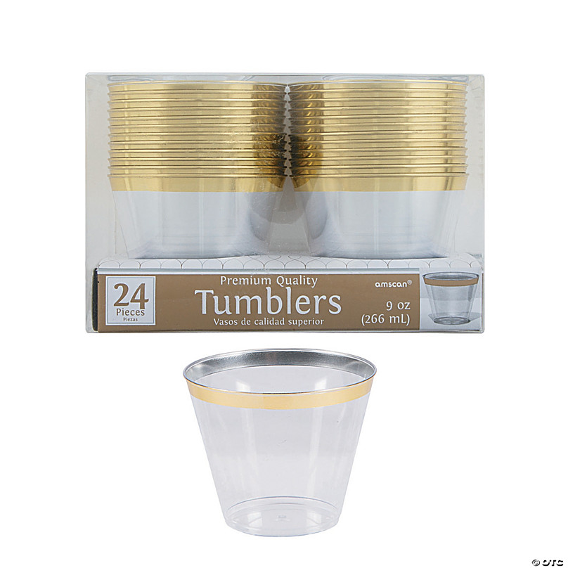 Bulk 100 Ct. Gold Glitter Plastic Shot Glass & Cup Kit | Oriental Trading