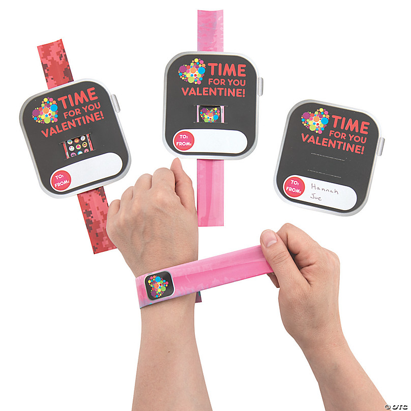 Bulk Smart Watch Slap Bracelet Valentine Exchanges with Card for 50