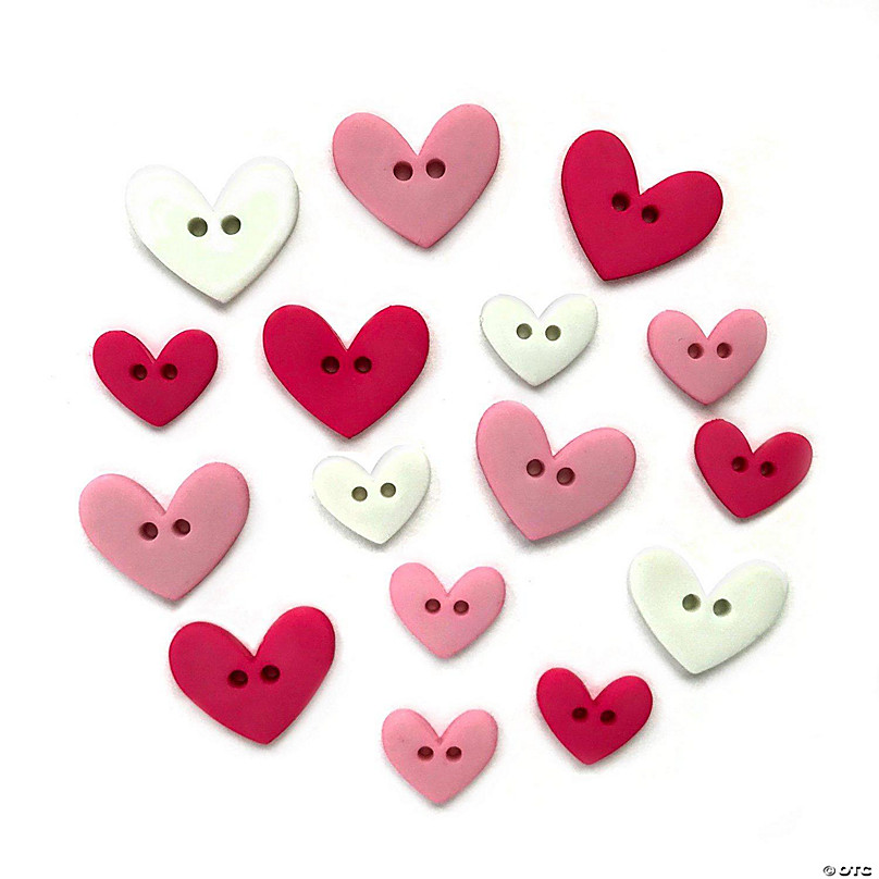 Buttons Galore and More Craft and Sewing Buttons - Pastel Hearts - 90  Buttons