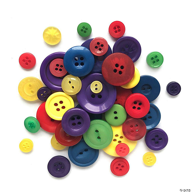 100 Assorted Colorful Buttons Bright Colors Mixed Sizes Craft