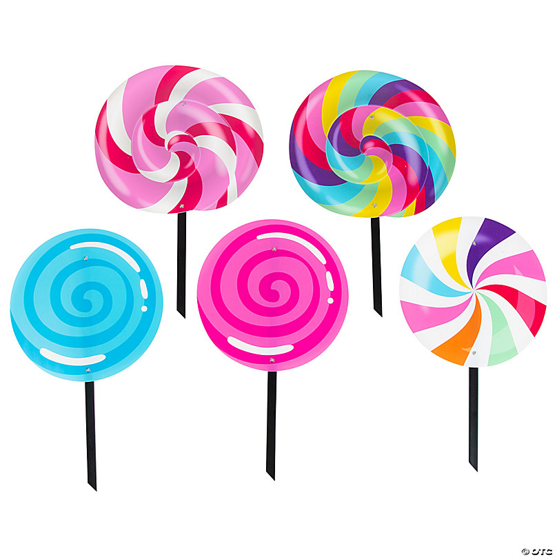 Candy World Swirl Lollipop Yard Signs - 5 Pc. | Oriental Trading