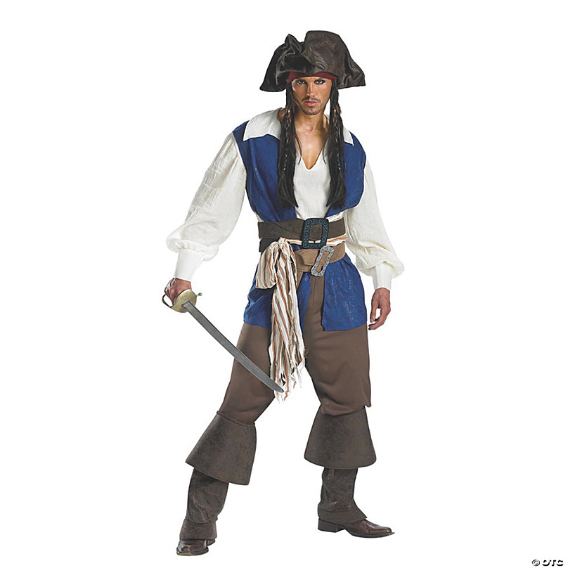 Pirate Caribbean Man Halloween Costume Adult Mens Fancy Dress Jack Sparrow M XL 