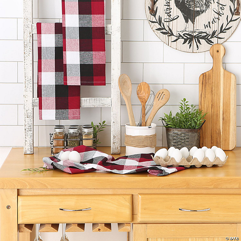 Plaid Woven Kitchen Towel 18x28inch Black/White,100% Cotton, Quick Dry, Tea  Towels, Bar Towels, Highly Absorbent,Cleaning Towels, Kitchen Tea Towels
