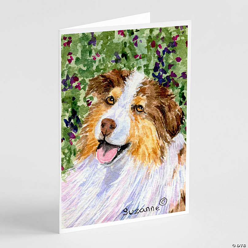 Caroline's Treasures SS8819GCA7P Australian Shepherd Greeting Cards and Envelopes Pack of 8, 7 x 5, Multicolor