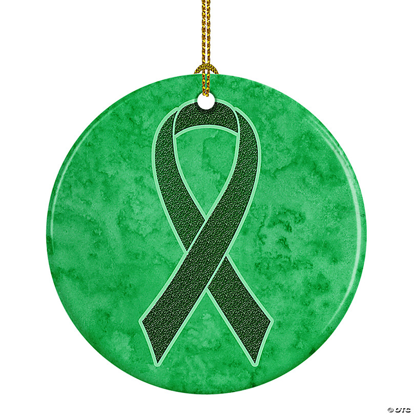 Caroline's Treasures, Ceramic Ornament, Emerald Green Ribbon, Liver Cancer  Awareness, 2.8x2.8