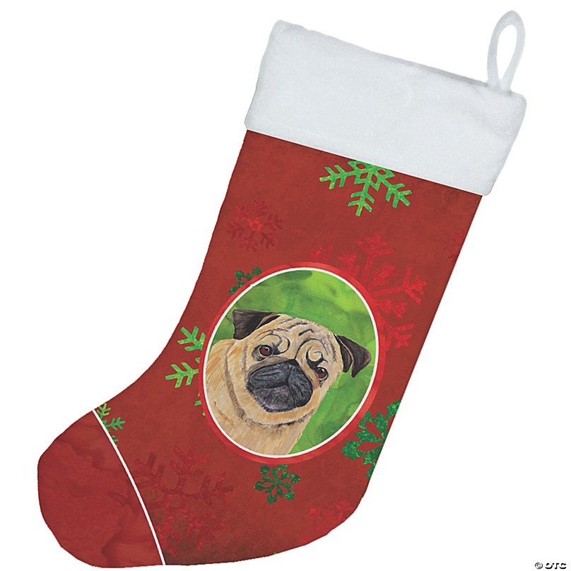 Personalised Christmas Stocking Candy Cane Pug Red 