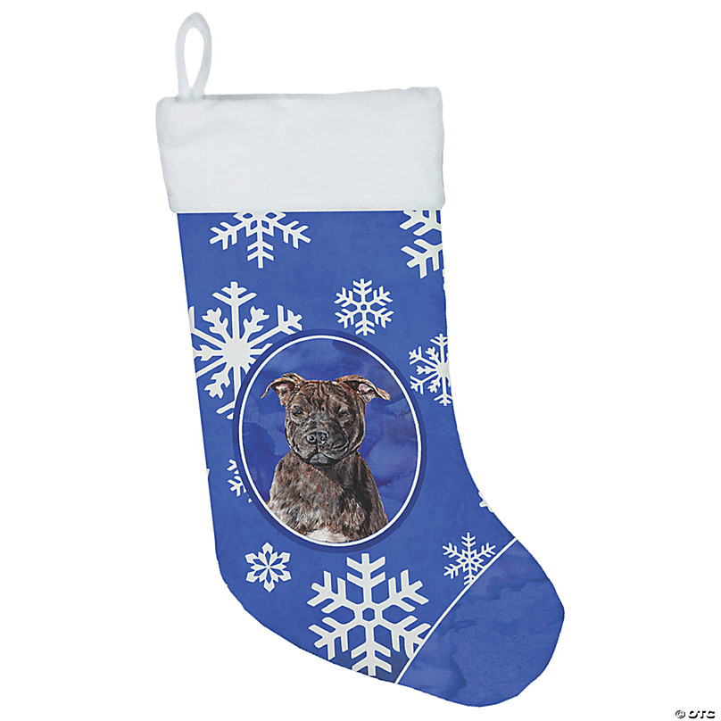 Staffordshire Bull Terrier Staffie Winter Snowflakes Christmas Stocking SC9777-CS