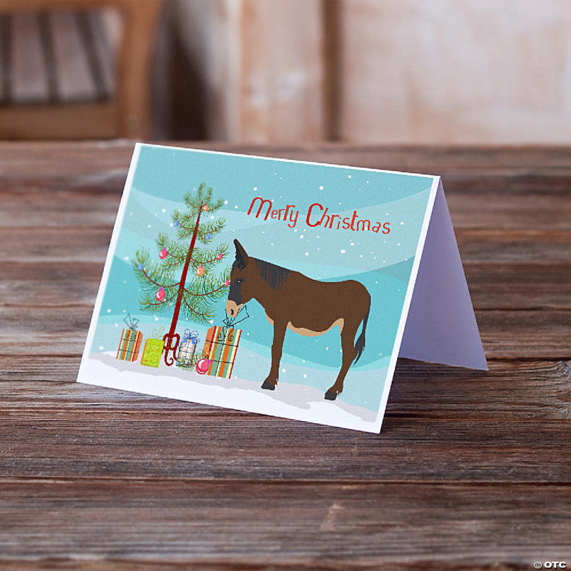 Caroline's Treasures Christmas, Zamorano-Leones Donkey Christmas Greeting  Cards and Envelopes Pack of 8, 7 x 5, Farm Animals