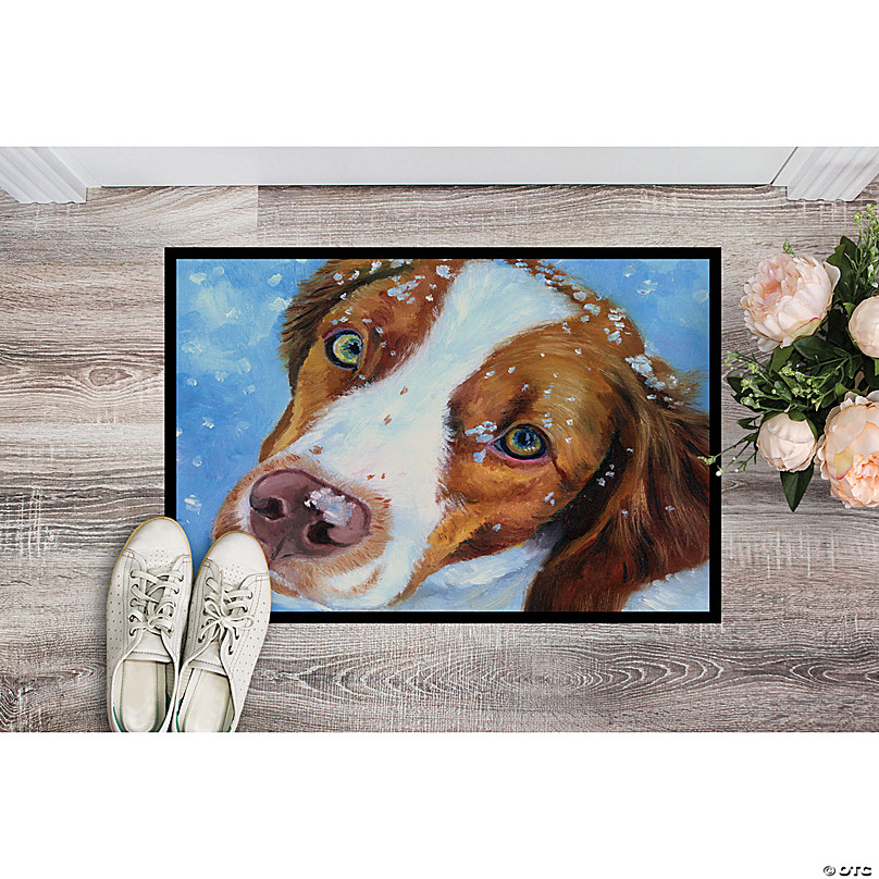 Caroline's Treasures Snow Baby Brittany Spaniel Indoor or Outdoor Mat  24x36, 36 x 24, Dogs