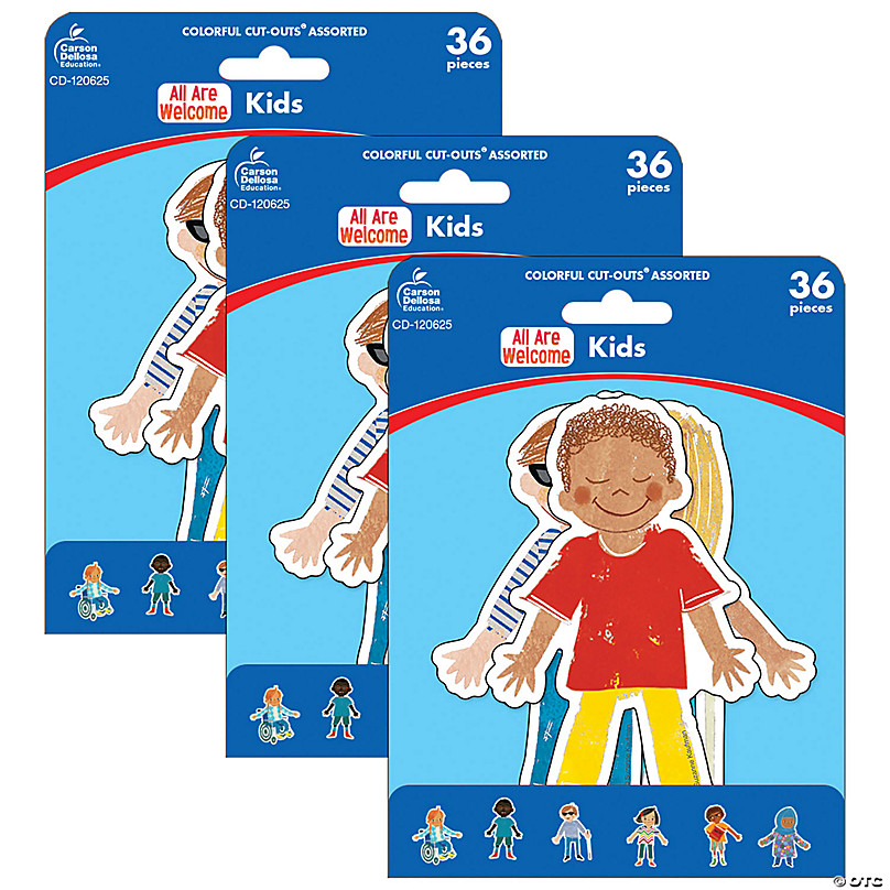 Carson Dellosa Education All Are Welcome Kids Cut-Outs, 36 Per Pack, 3  Packs