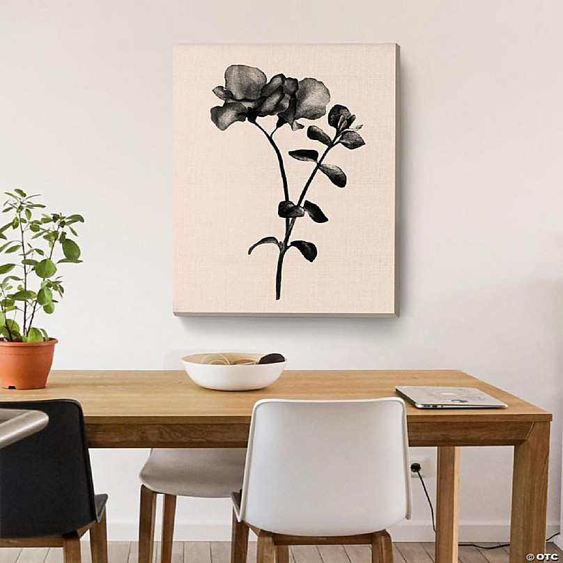 Black & White Floral 18 x 24 Canvas Wall Art