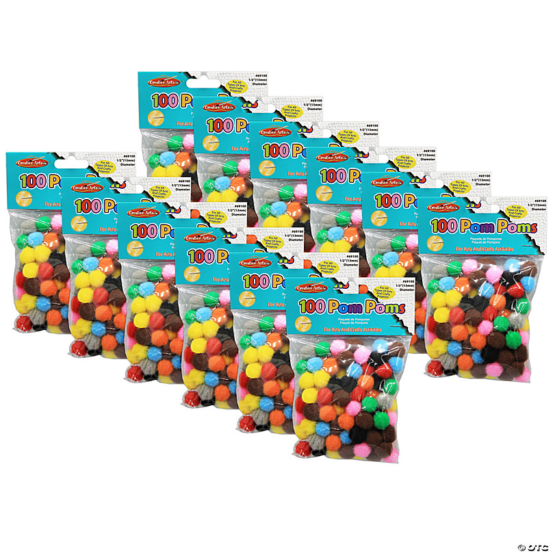 4000 Pcs 1 Cm Assorted Pom Poms Multicolors Craft Pompoms, Mini Pom