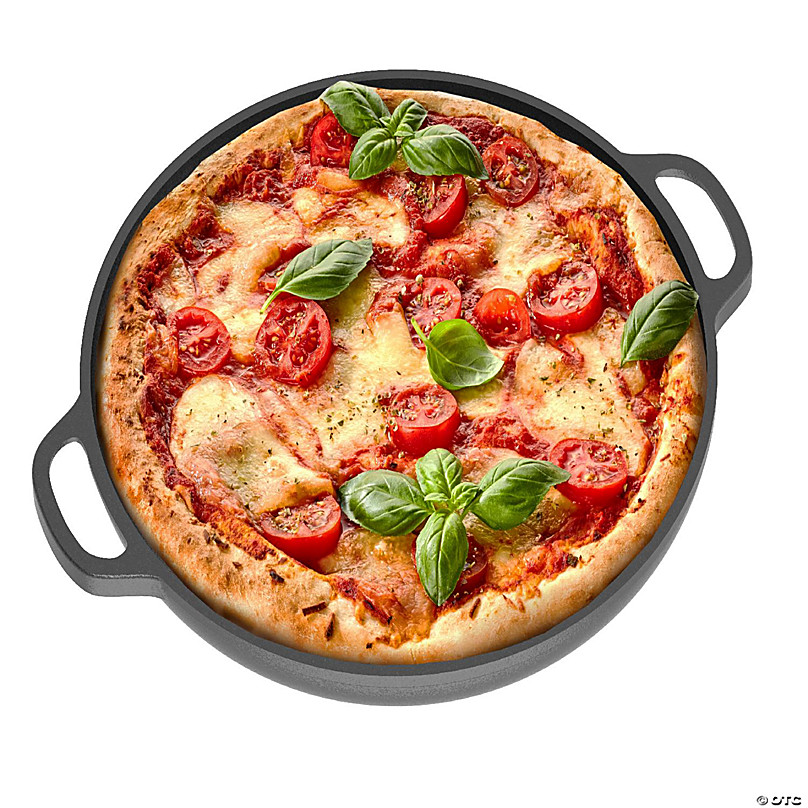 Chef Pomodoro Cast Iron Pizza Pan, 12 Inch Pre-Seasoned Skillet