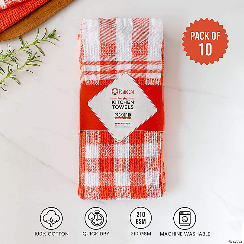 Chef Pomodoro - (Orange, Pack of 10) Everyday Kitchen Towels - Waffle  Dishcloth, 15 in x 25 in