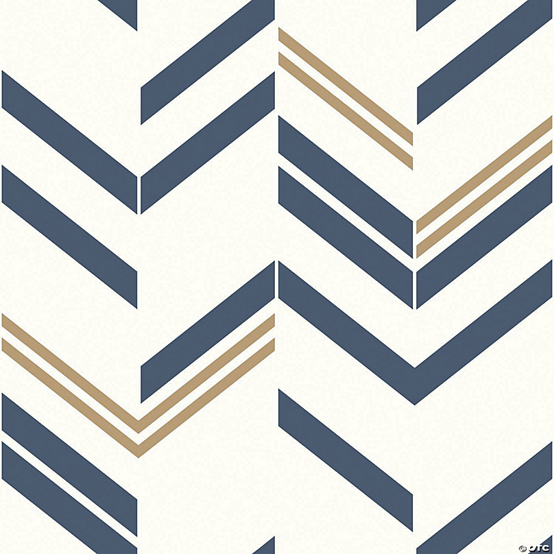 Chevron Blue Stripe Peel & Stick Wallpaper | Oriental Trading