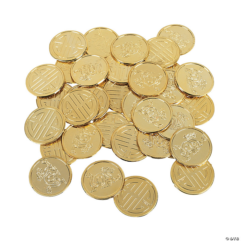 144 Plastic Novelty Fake Gold Coins for Play Birthday Parties and Prizes 