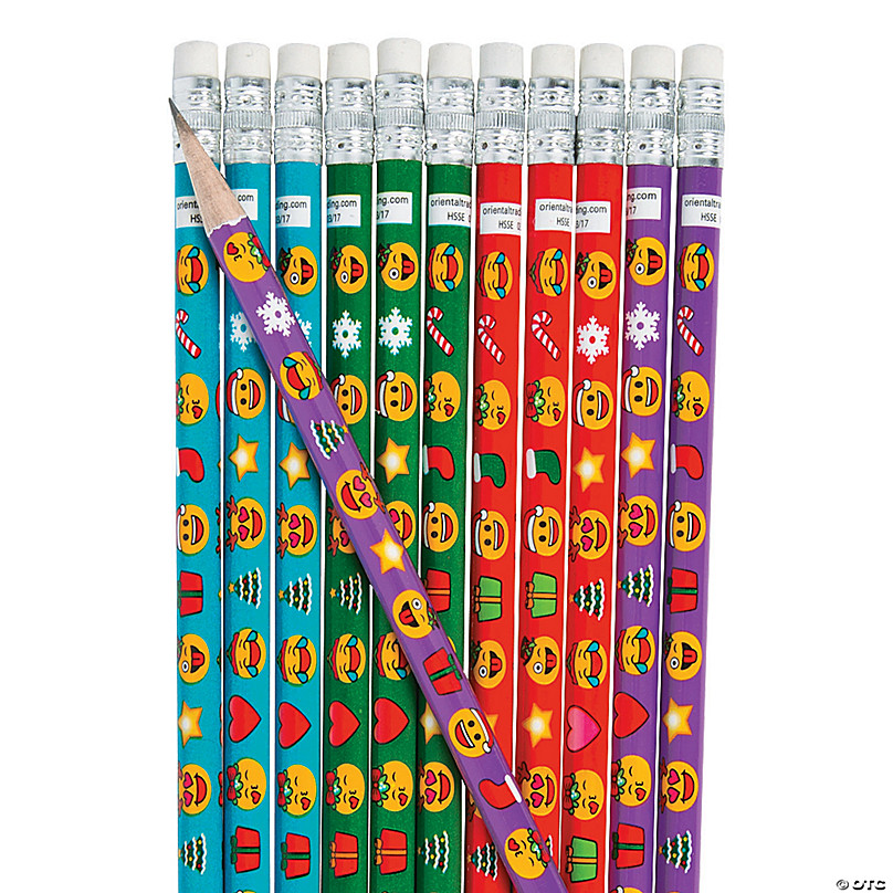 Christmas Emoji Pencils - 24 Pc.