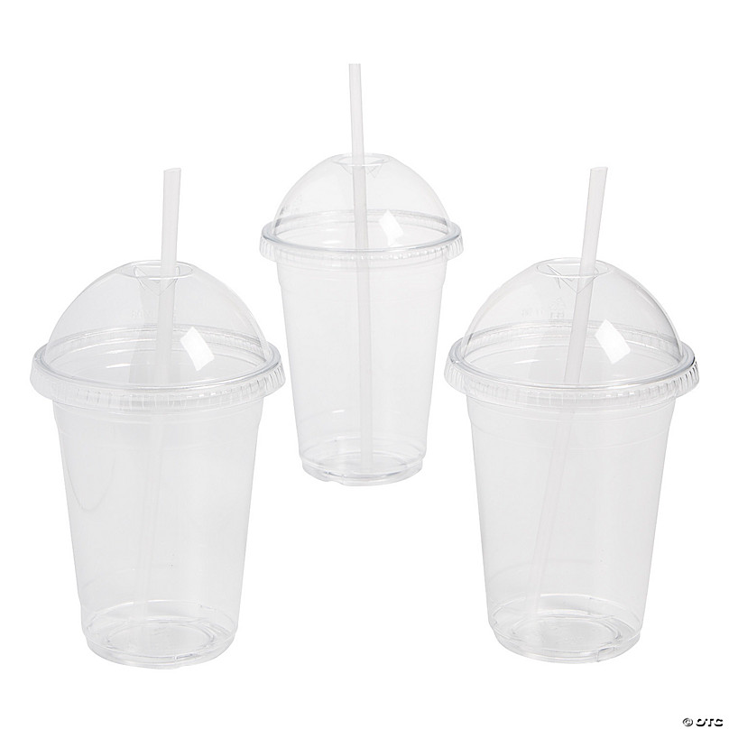 Golf Ball Molded BPA-Free Plastic Cups with Lids & Straws - 12 Ct.