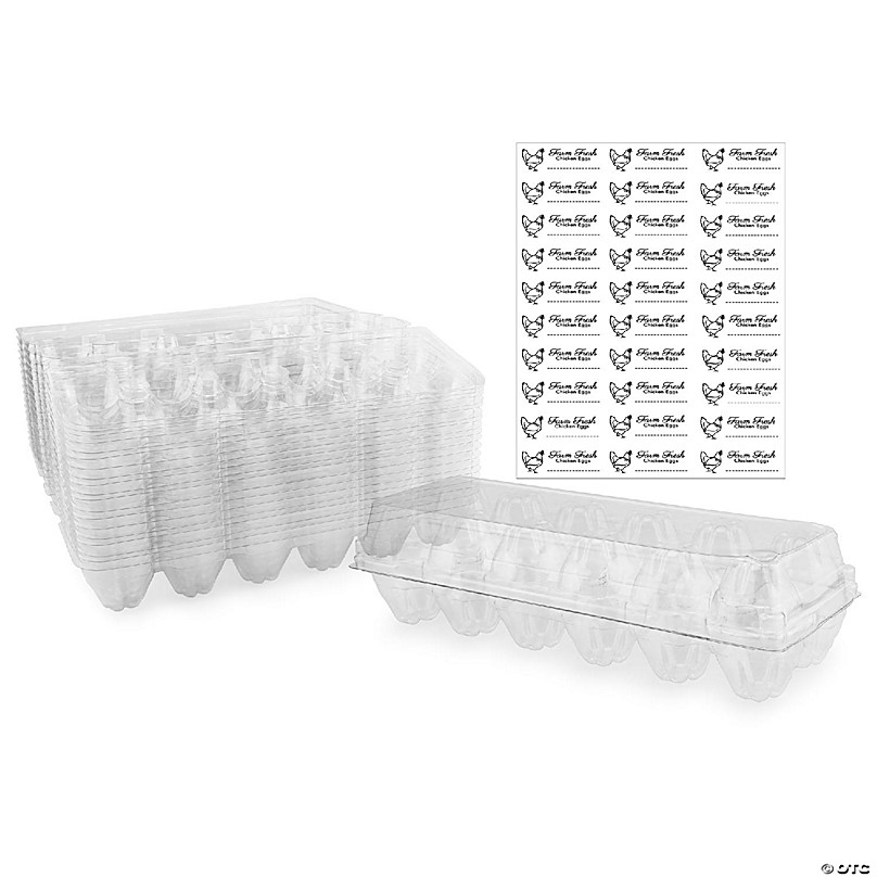 Clear Plastic Egg Cartons (20-Pack); Tri-Fold Containers for One Dozen Eggs