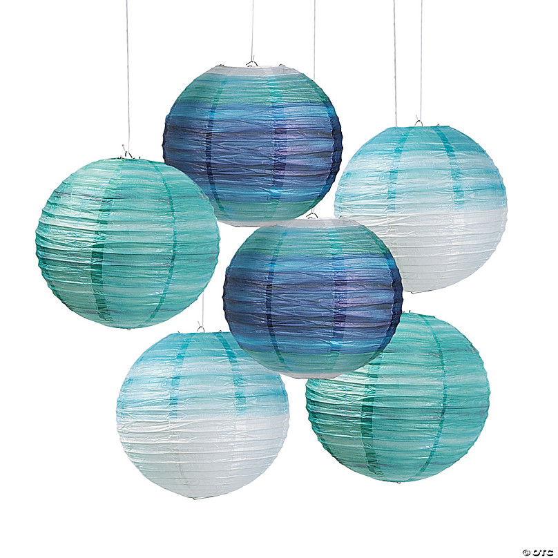 blue and green paper lanterns