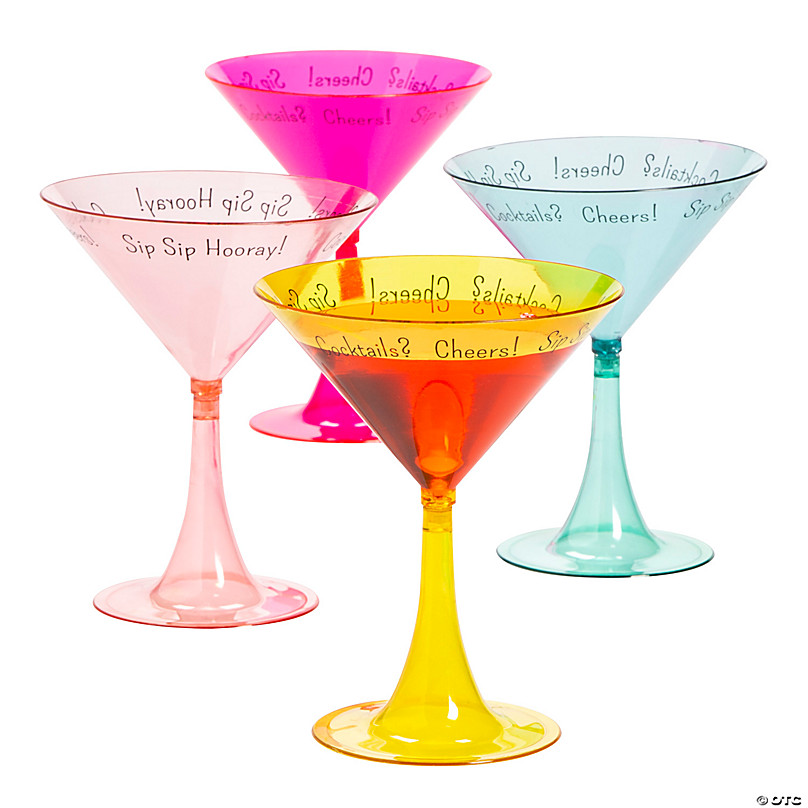 12 Clear 5.25" Plastic Martini Glass 5oz Wedding Glasses Event Party Toast Cup 