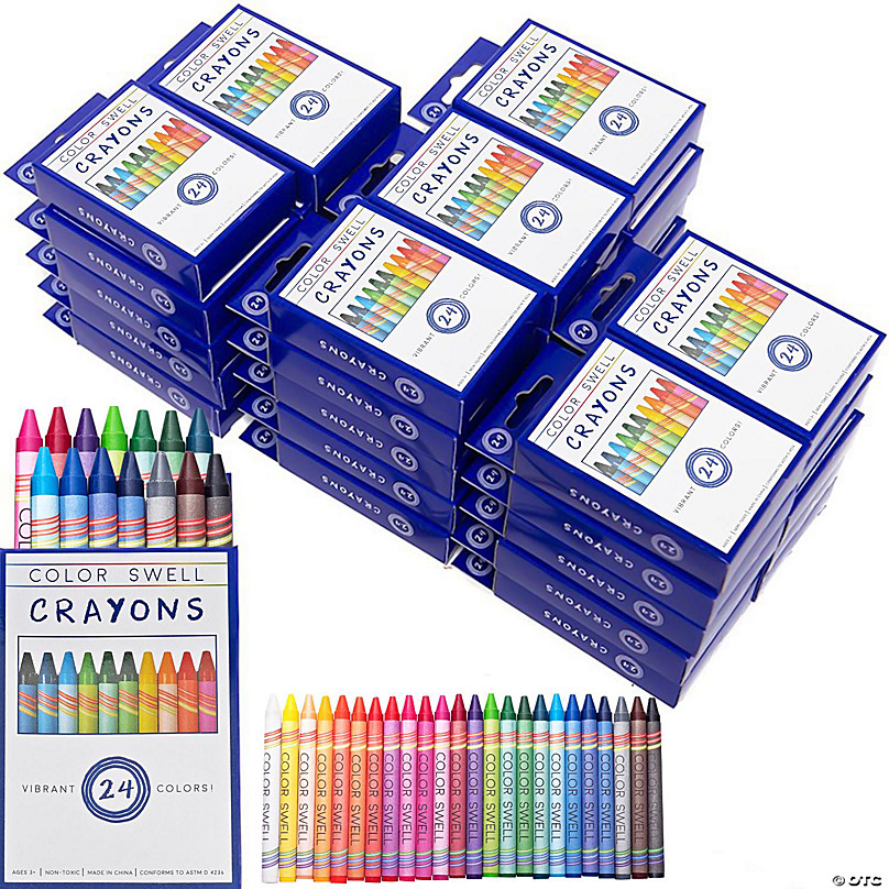 Color Swell Bulk Crayon Packs - 36 Boxes of 24 Vibrant Colored