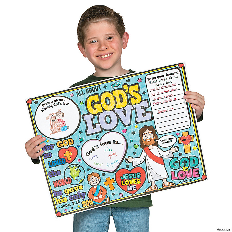 Color Your Own God's Love Fuzzy Posters - 24 Pc.