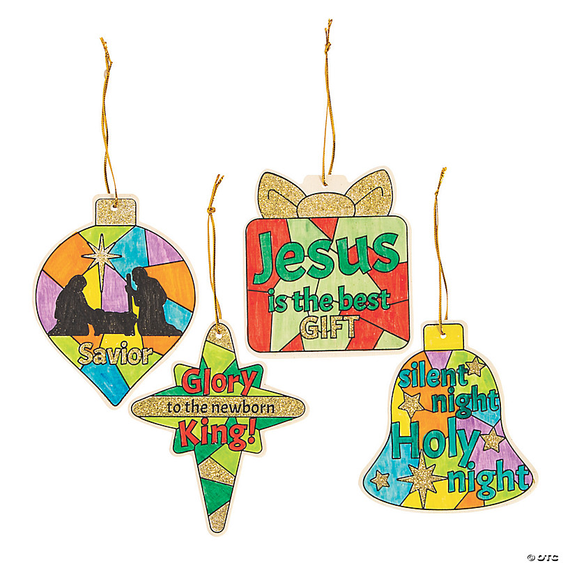 Color Your Own Glittery Nativity Ornaments - 12 Pc.