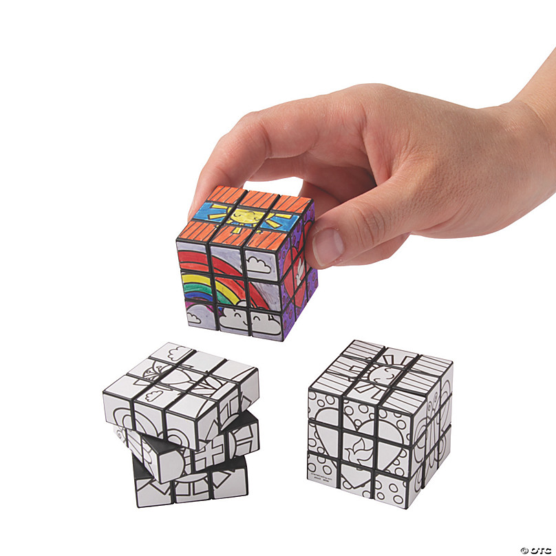 Mini Bright Puzzle Cubes - 12 Pc.