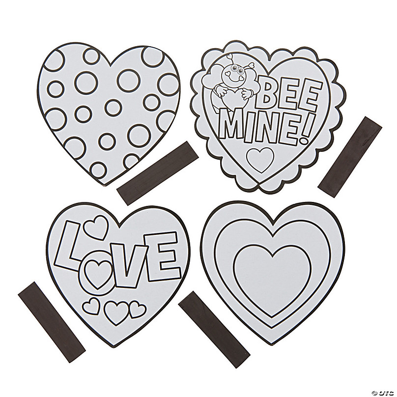 Color Your Own Heart Magnets - 12 Pc.