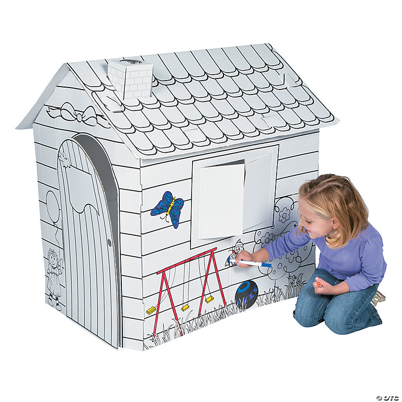 color your own cardboard playhouse