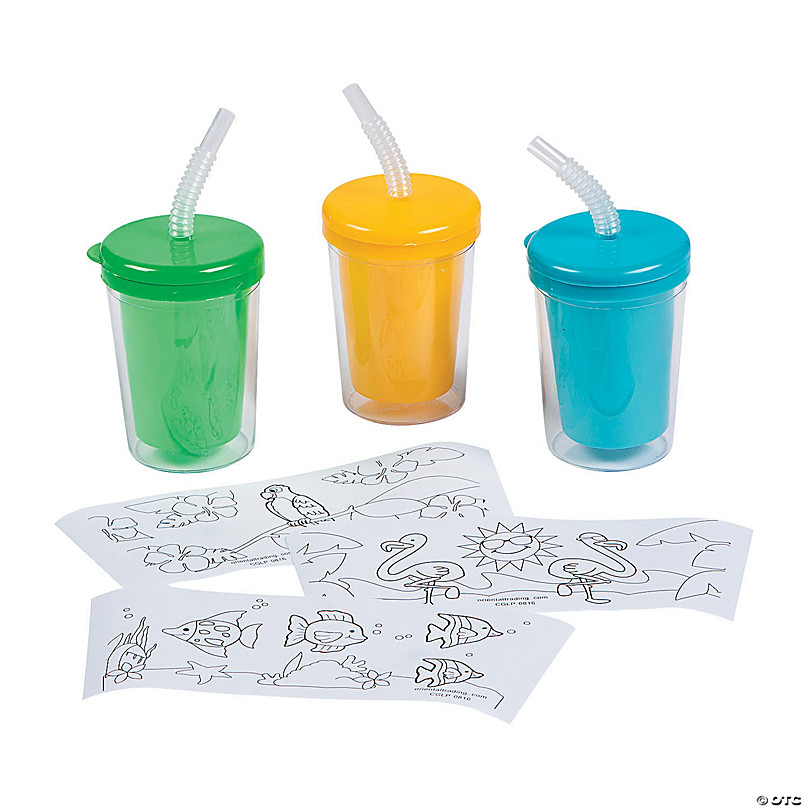 DIY BPA-Free Plastic Cups with Lids & Straws - 12 Ct.