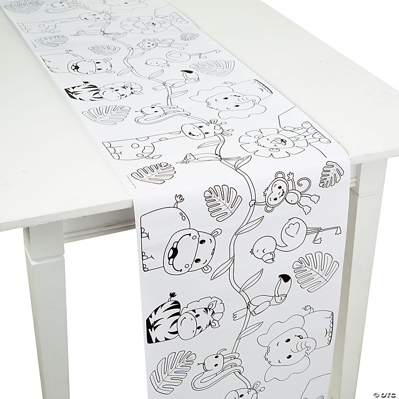 Zoo Birthday Party Coloring Page Table Runner Paper Tablecloth