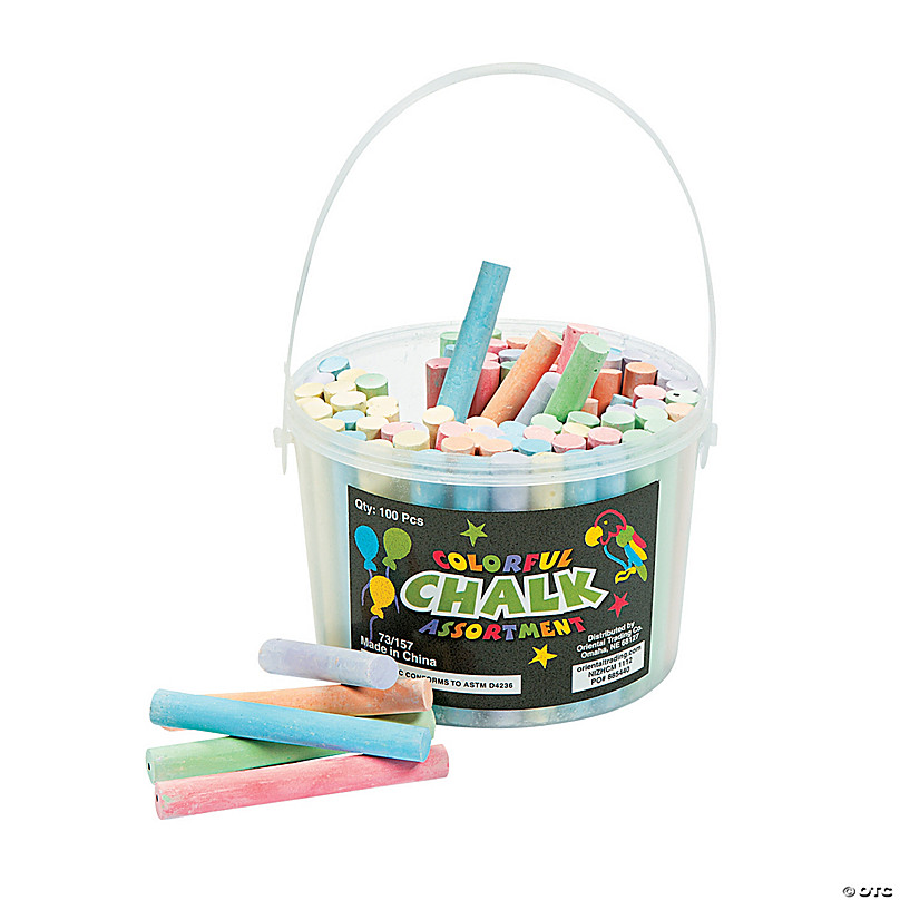 15 Assorted Bright Colored Sticks by Basic Bucket O Sidewalk Chalk 