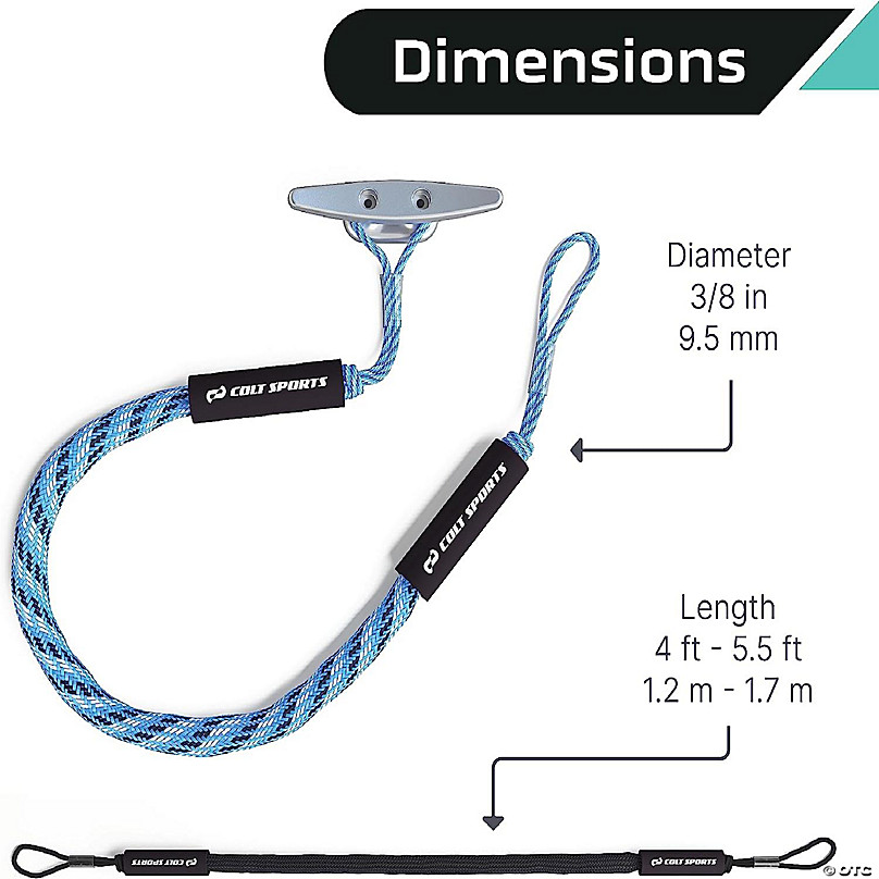 Colt Sports Bungee Dock Lines Mooring Rope for Boats - Blue, White and  Black 5 Feet - Marine Rope, Elastic Boat, Jet Ski with Secure Stainless  Steel