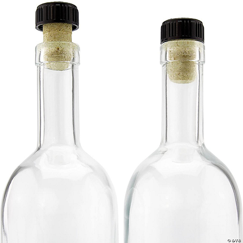 Cornucopia 12-Ounce Liquor Bottles (2-Pack); Clear Glass Bottles w/T-Top  Synthetic Corks