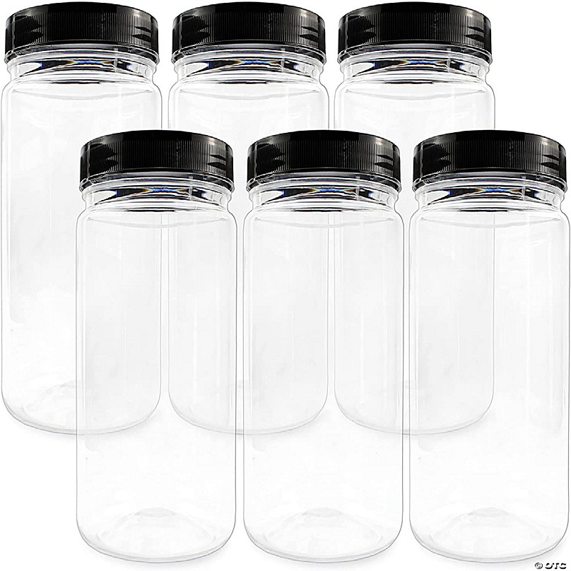 https://s7.orientaltrading.com/is/image/OrientalTrading/FXBanner_808/cornucopia-32oz-clear-plastic-jars-with-black-ribbed-lids-6-pack-bpa-free-pet-quart-size-canisters-for-kitchen-and-household-storage~14372952.jpg