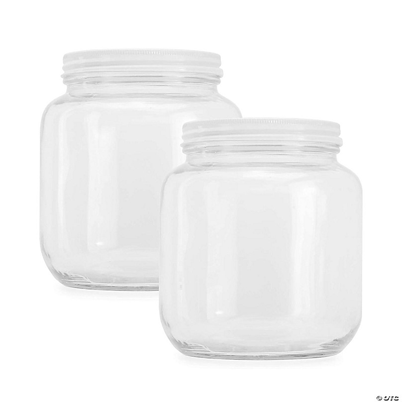 Cornucopia Clear Half Gallon Wide-mouth Glass Jars (Metal Lids, 2-Pack),  64-Ounce / 2-Quart Capacity with Metal Lids, BPA-Free
