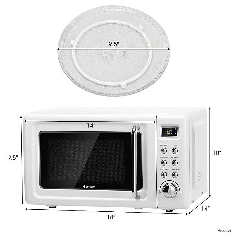 Costway 700W White Retro Countertop Microwave Oven with 5 Micro Power and  Auto Cooking Function