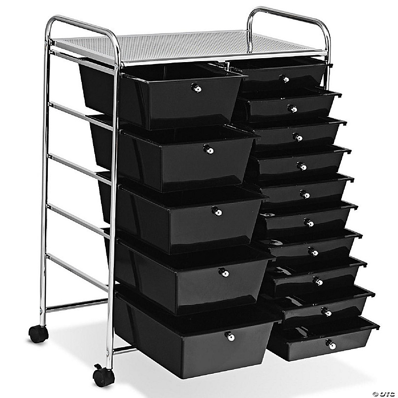 15-Drawer Utility Rolling Organizer Cart Multi-Use Storage - Costway