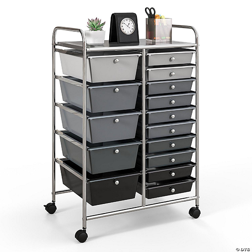 10 Drawer Rolling Storage Cart Organizer with 4 Universal Casters - Costway